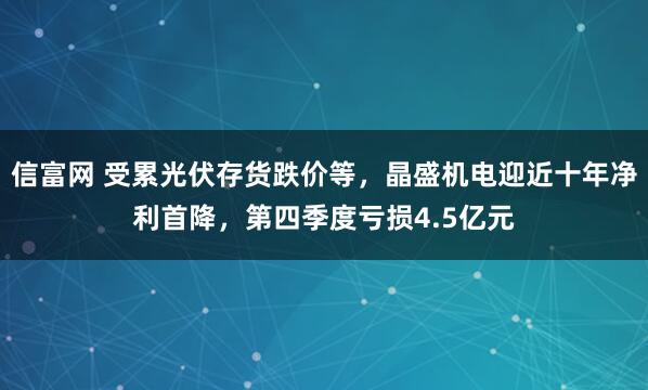 信富网 受累光伏存货跌价等，晶盛机电迎近十年净利首降，第四季度亏损4.5亿元