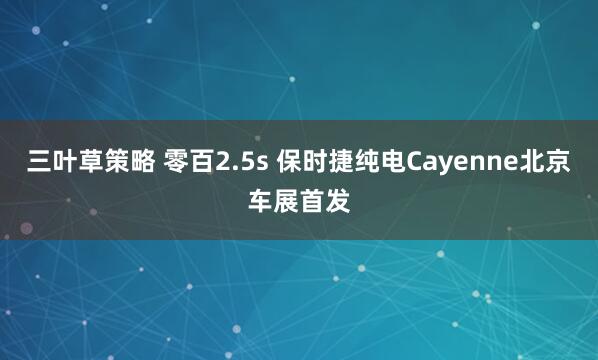 三叶草策略 零百2.5s 保时捷纯电Cayenne北京车展首发